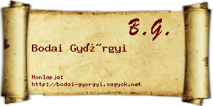 Bodai Györgyi névjegykártya